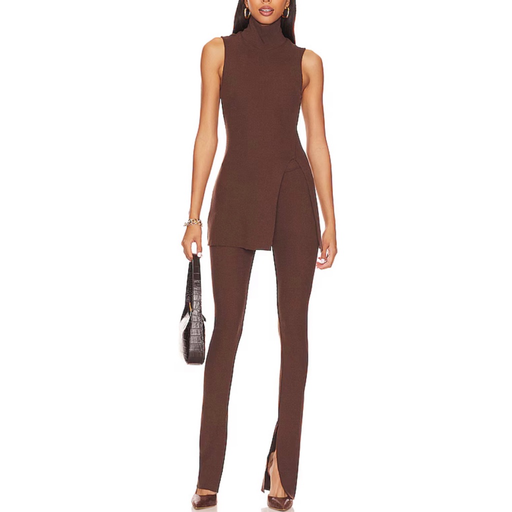 The Range Turtleneck And Slit Legging Set In Espresso